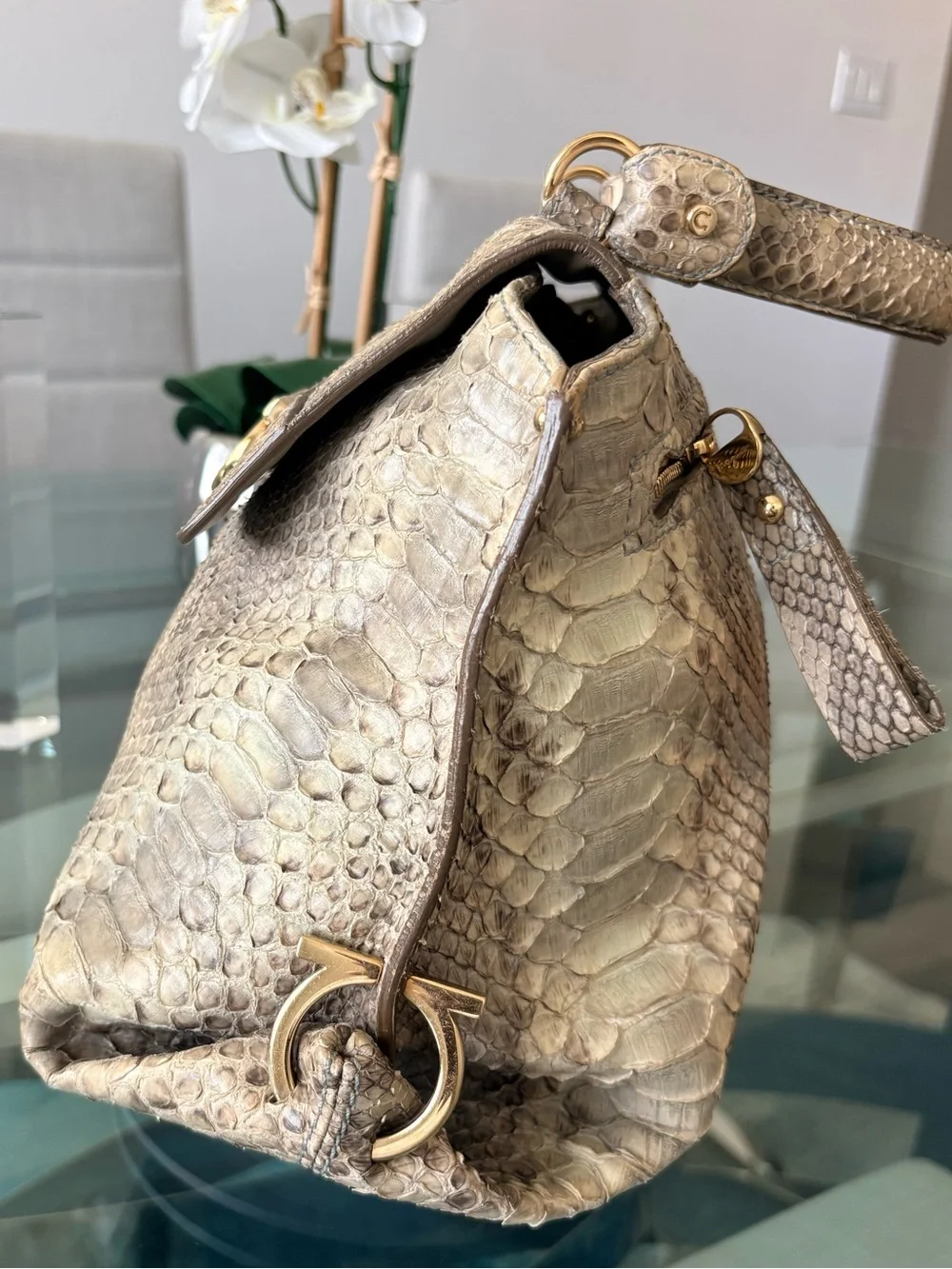 Salvatore Ferragamo Sofia Python Satchel
